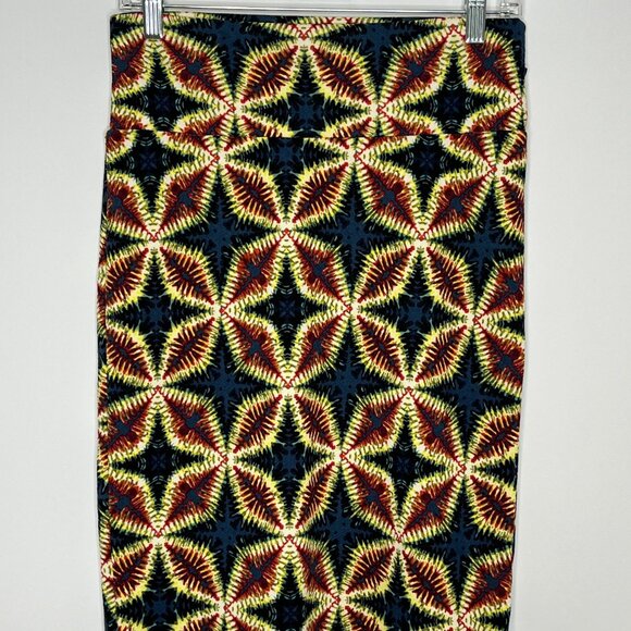 LuLaRoe Cassie Skirt Small Pencil Straight Blue Yellow Tie Dye Stretch - Picture 2 of 7